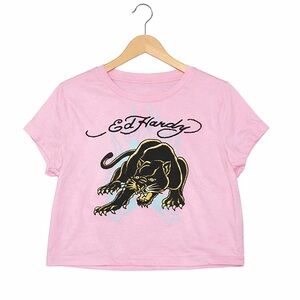 Ed Hardy Pink Panther Cropped Baby Tee